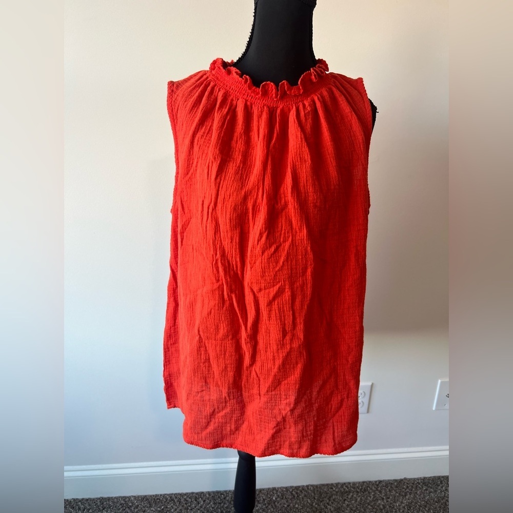 NWT Matilda Jane Maui Mock-Neck Tank Shirt in Dark Orange 100% Cotton